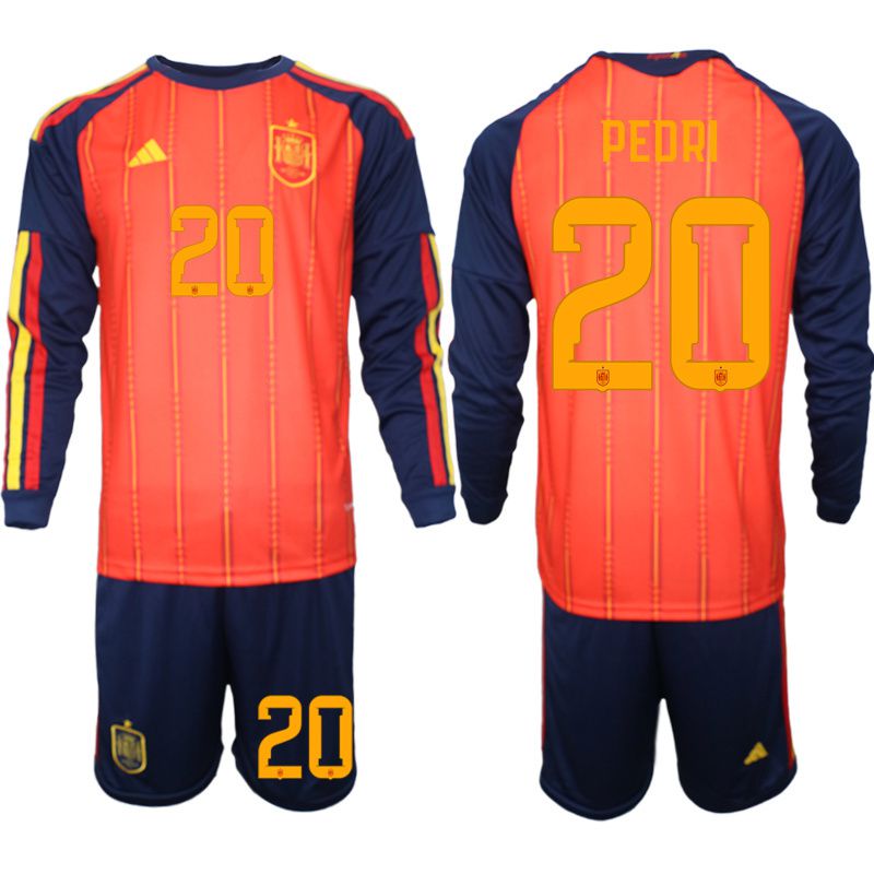 Men 2026 World Cup National Team Spain home red #20 long sleeve Soccer Jersey->spain jersey->Soccer Country Jersey